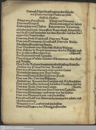 Hernach folgen die gefangen in der schlacht vor Pavia, am tag Mathie apostoli