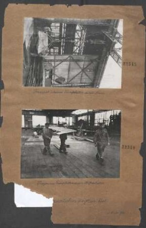 Transport schwerer Eisenplatten durch Kran