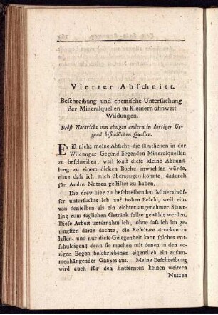 Vierter Abschnitt. Beschreibung und chemische Untersuchung der Mineralquellen zu Kleinern ohnweit Wildungen