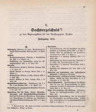 Sachverzeichnis zu dem Regierungsblatt für das Großherzogtum Sachsen
