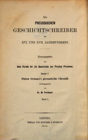 Simon Grunau's Preussische Chronik. 1