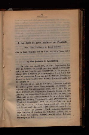 I. Von Herrn Dr. Herm. Freiherrn von Leonhardi (...)