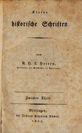 Kleine historische Schriften, 2