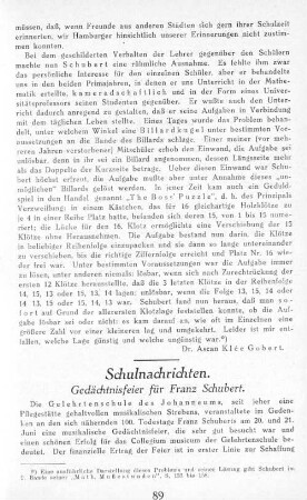 Gedächtnisfeier für Franz Schubert.