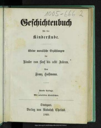 Geschichtenbuch für die Kinderstube : kleine moralische Erzählungen für Kinder von 5 bis 8 Jahren