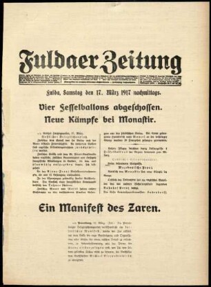 Ausgabe vom Samstag, den 17. März 1917.
