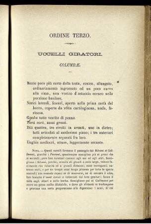 Ordine Terzo. Uccelli Giratori. Columbæ.