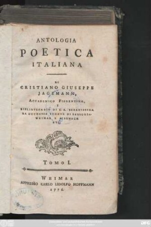 T. 1: Antologia Poetica Italiana