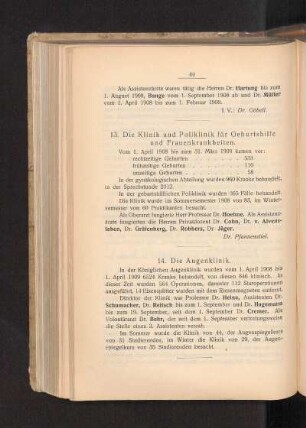 13. Die Klinik und Poliklinik für Geburtshilfe und Frauenkrankheiten.