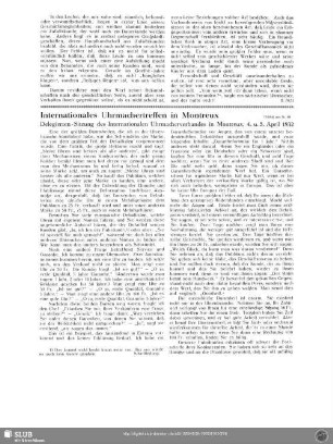 Internationales Uhrmachertreffen in Montreux (Schluß aus Nr. 18)
