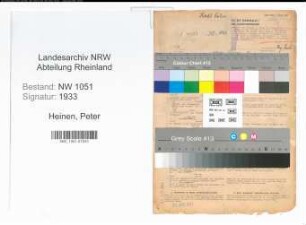 Entnazifizierung Peter Heinen , geb. 15.07.1896 (Hallenaufseher)