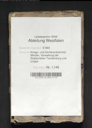 Das Landschaftskapital des Erbkämmerers Graf v. Galen zu Münster