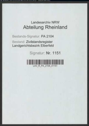 Heiratsregister Dorp