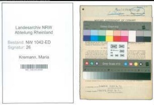 Entnazifizierung Maria Kremann , geb. 25.03.1891 (Lehrerin)