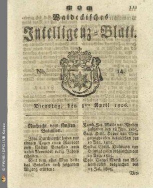No. 14. Dienstag, den 8ten April 1806