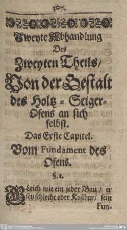 Das Erste Capitel. Vom Fundament des Ofens.