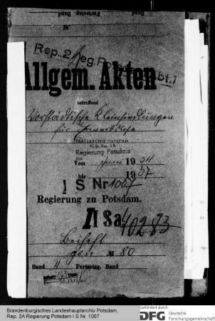 Vorstädtische Kleinsiedlungen, insbesondere für Erwerbslose. Allgemeines