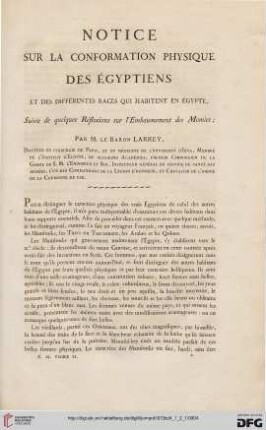 Notice sur la conformation physique des Égyptiens [...]