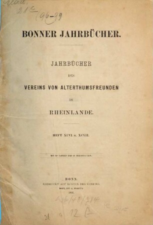 Bonner Jahrbücher : Jahrbücher des Vereins von Altertumsfreunden im Rheinlande. 96/97. 1895
