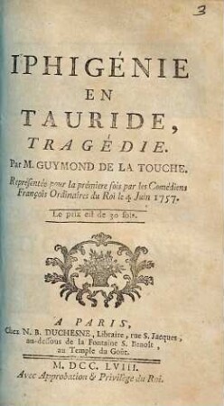 Iphigénie En Tauride : Tragédie