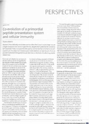 Co-evolution of a primordial peptide-presentation system and cellular immunity