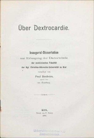 Über Dextrocardie