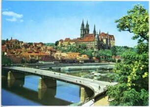 Meißen. Elbbrücke mit Albrechtsburg u. Dom