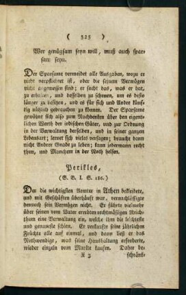 325-337, e) Wer genügsam seyn will, muss sparsam seyn