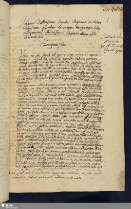 Bl. 1-2. Dickensonus, Johannes, Legatus Anglicus ad Aulam Polonicam, queritur de inique et injurioso libro alloquiorum Osiecensium Casparis Cichocii edito Cracoviae
