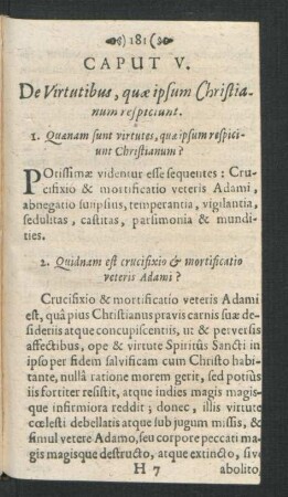 Caput V. De Virtutibus, quae ipsum Christianum respiciunt.