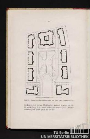 Abb. 19. Gruppe von Vierfamilienhäusern um einen gemeinsamen Gartenhof.