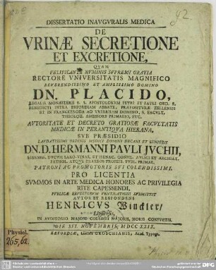 Dissertatio Inauguralis Medica De Urinae Secretione Et Excretione