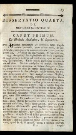 Dissertatio Quarta. De Methodo Scientiarum