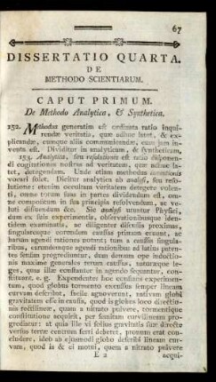 Dissertatio Quarta. De Methodo Scientiarum