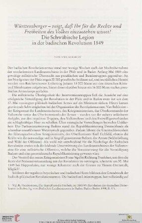 Württemberger – zeigt, daß Ihr für die Rechte und Freiheiten des Volkes einzustehen wisset! Die Schwäbische Legion in der badischen Revolution 1849