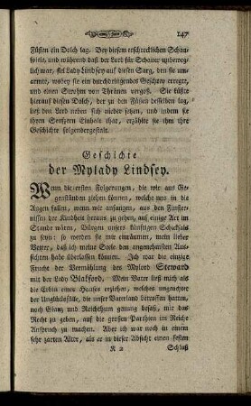 Geschichte der Mylady Lindsey.