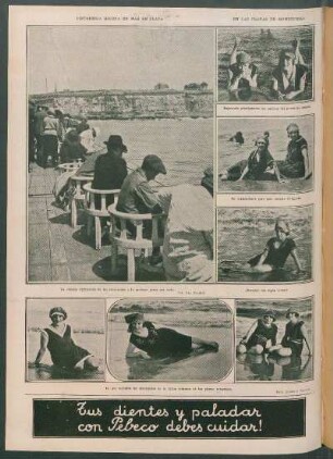 Pintoresca escena en Mar de Plata [y] En las playas de Montevideo [Fotografías]