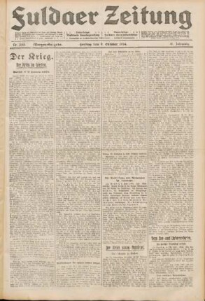 Ausgabe vom Freitag, den 09. Oktober 1914.