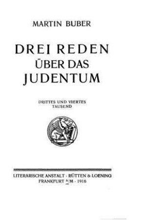 Drei Reden über das Judentum / Martin Buber