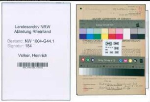 Entnazifizierung Heinrich Volker , geb. 29.09.1894 ()