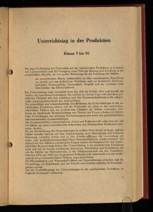 Unterrichtstag in der Produktion