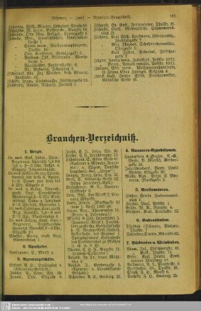 Berufsklassen und Gewerbebetriebe : Branchen-Verzeichniß