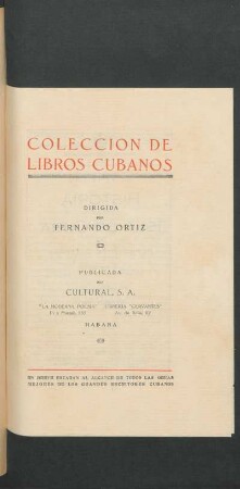 "Colección de libros cubanos" - Prospecto