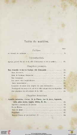 Table de matière