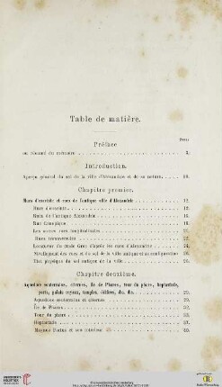 Table de matière