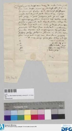 Dr. Heinrich Rudolf von Weze stellt der Stadt Nürnberg Quittung aus über 400 fl. Stadtsteuer.