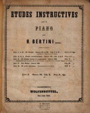 Études instructives pour le piano, 5. Études caractéristiques, oeuvre 66 ; cah. 3