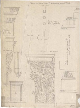 Klenze, Leo von; St. Petersburg (Russland); Eremitage - Kapitelle (Schnitte, Details)