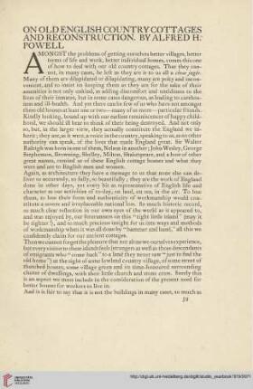 On old english country cottages and reconstruction