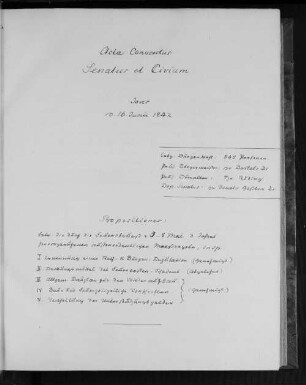 Acta Conventus Senatus et Civium, Iovis d. 16. Junii 1842